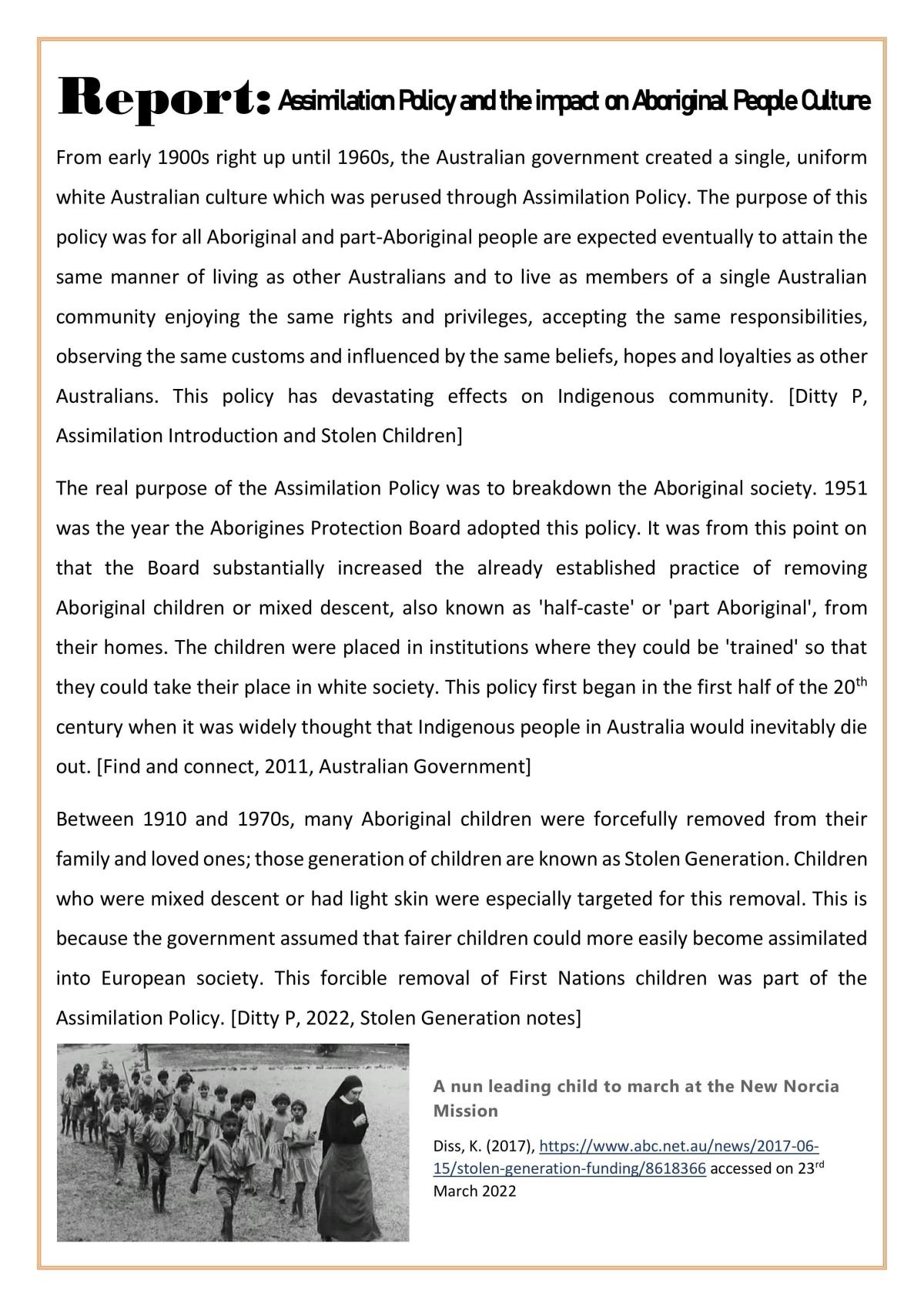 Report on Assimilation Policy - Page 1