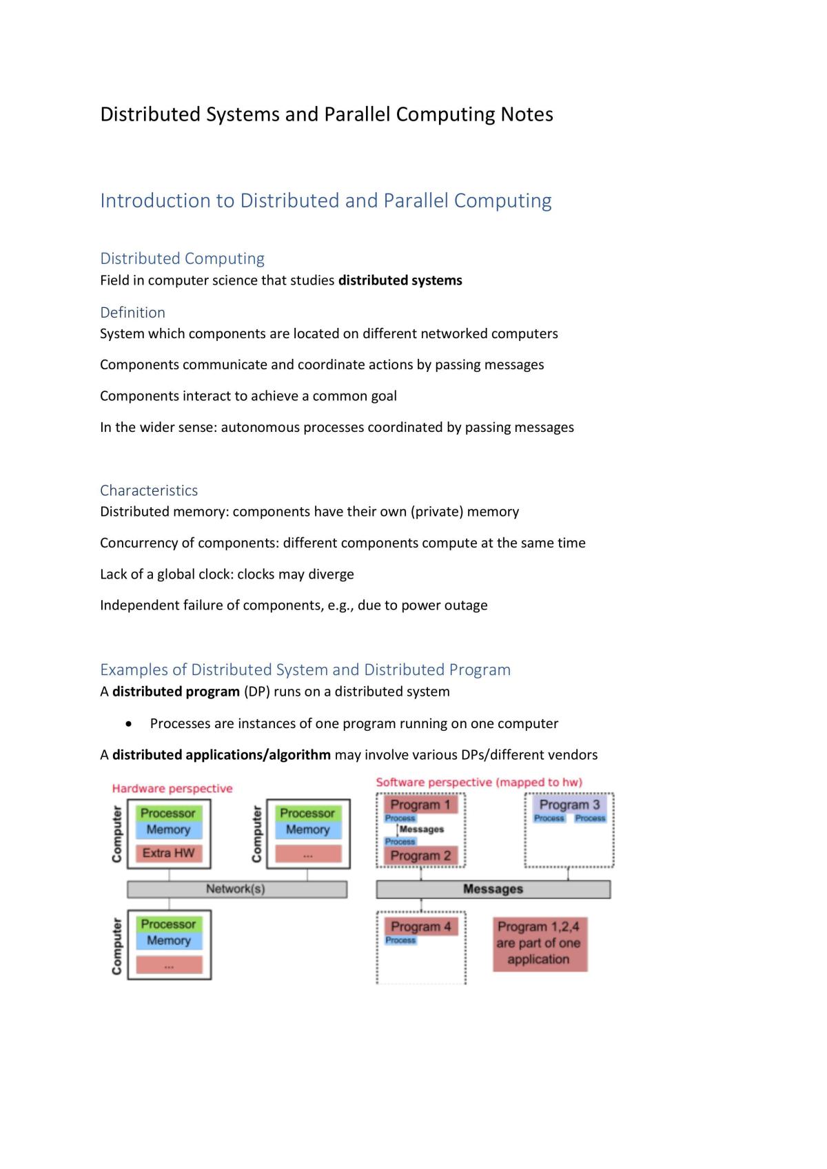 Distributed Systems and Parallel Computing Notes - Page 1