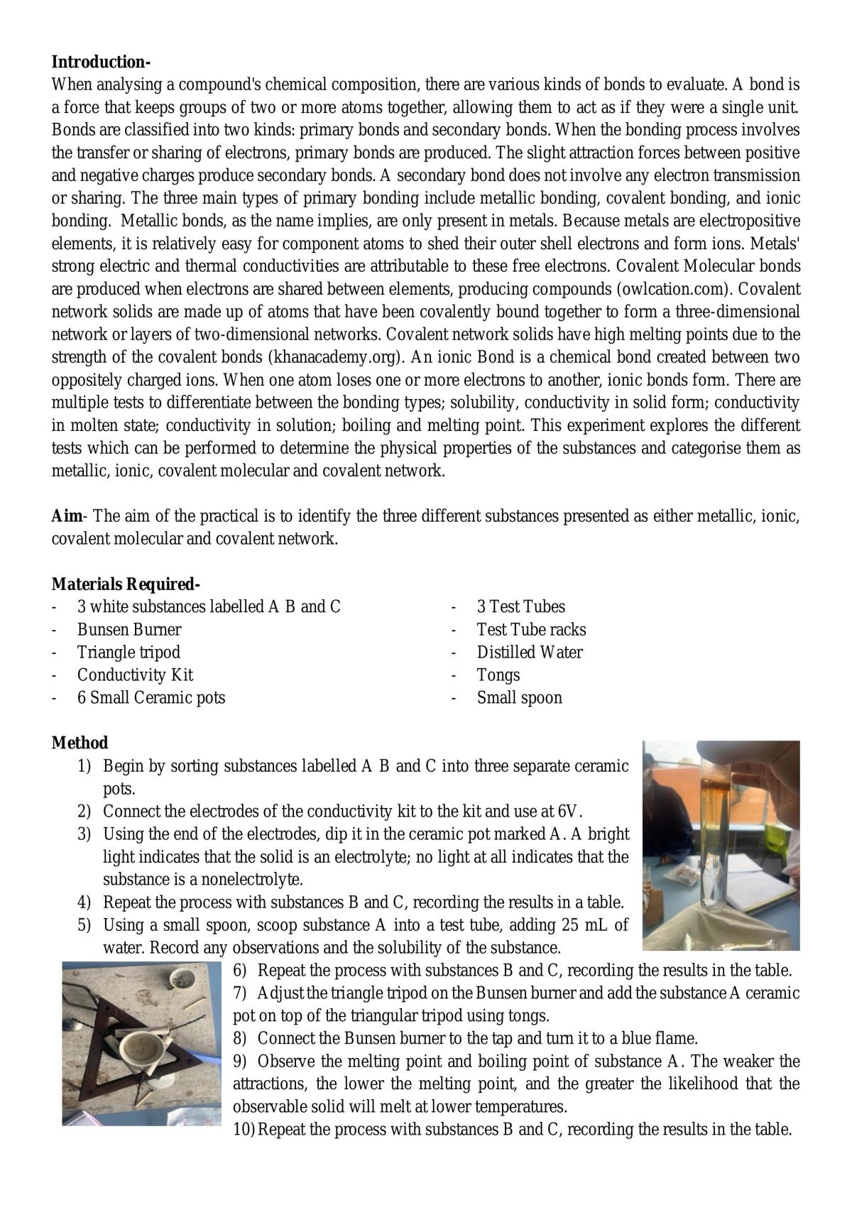 Bonding Practical Chemistry Stage 1 - Page 1