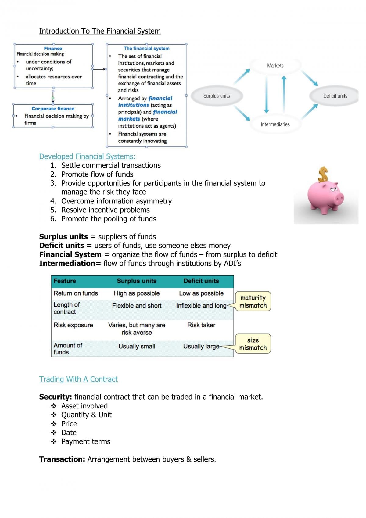 Finance 1 Study Notes - Page 1