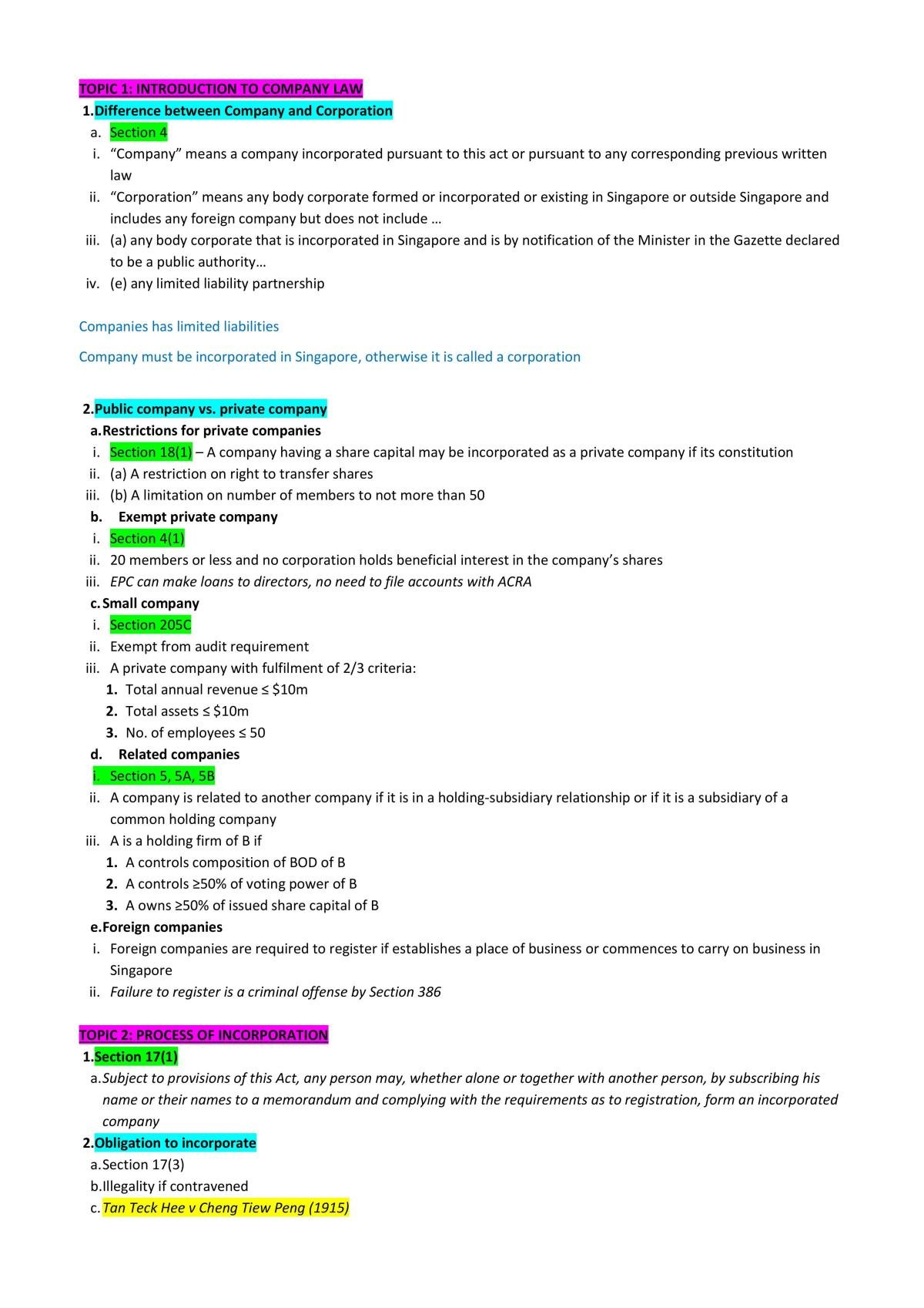 Company law notes - Page 1