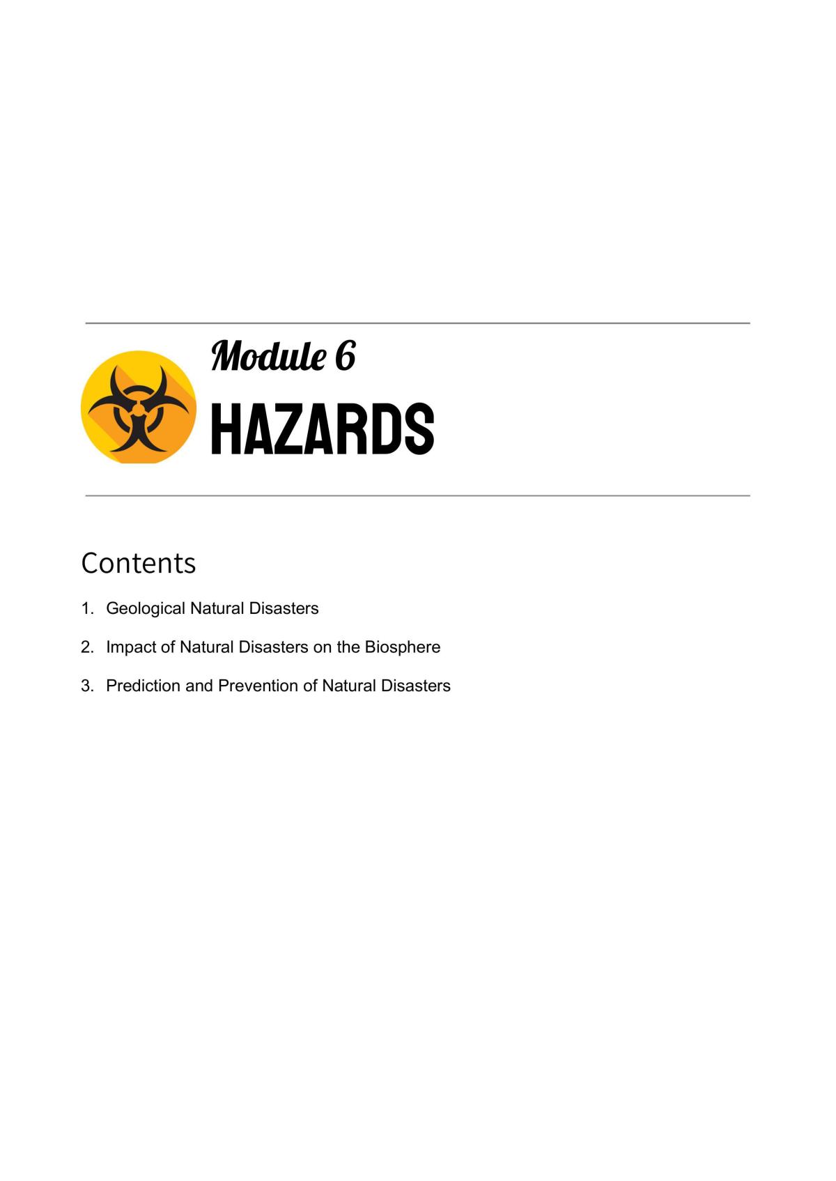 Module 6 - Hazards Study notes  - Page 1
