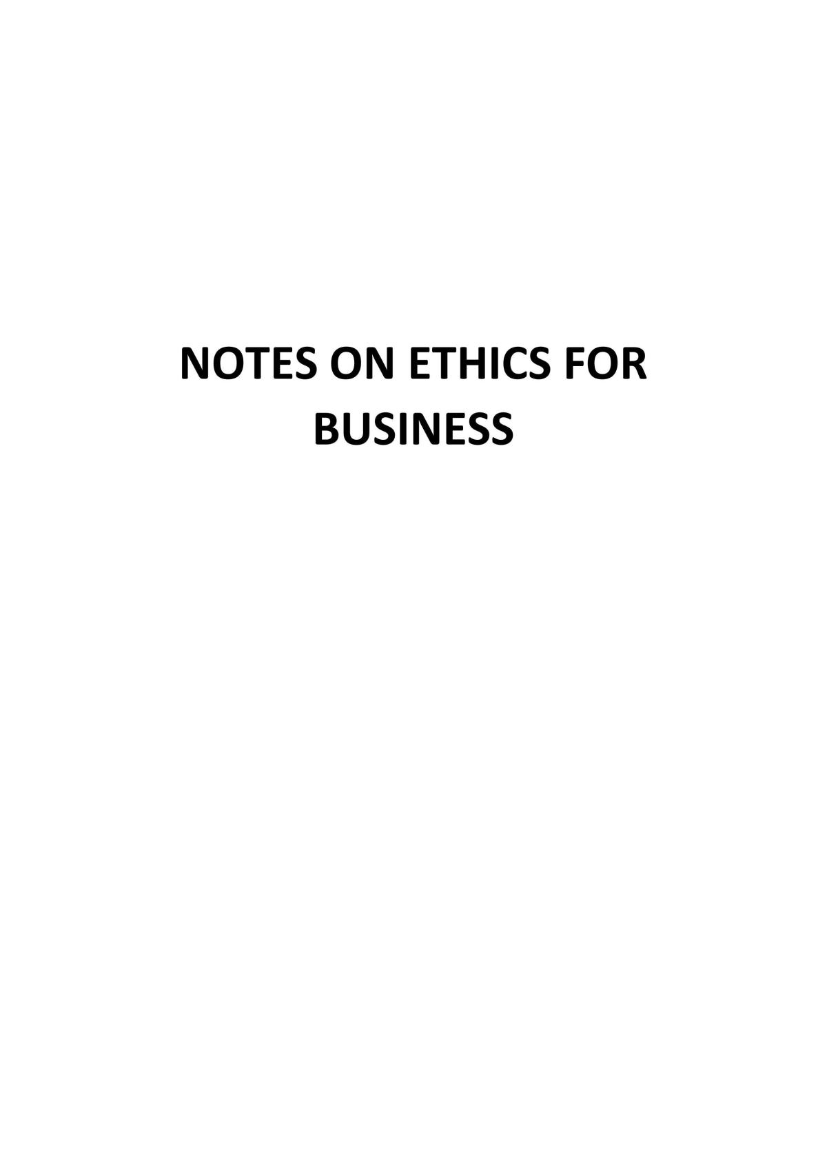 Notes on Ethics for Business - Page 1