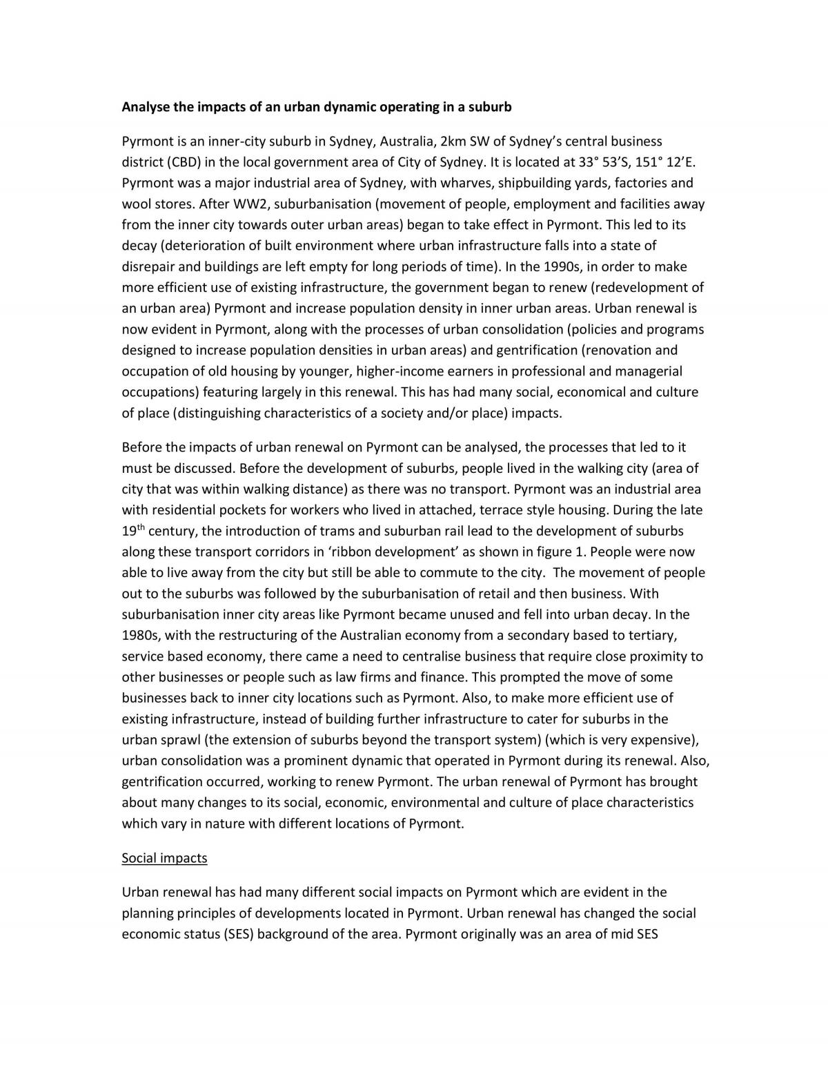 Analyse the impacts of an urban dynamic operating in a suburb - Page 1