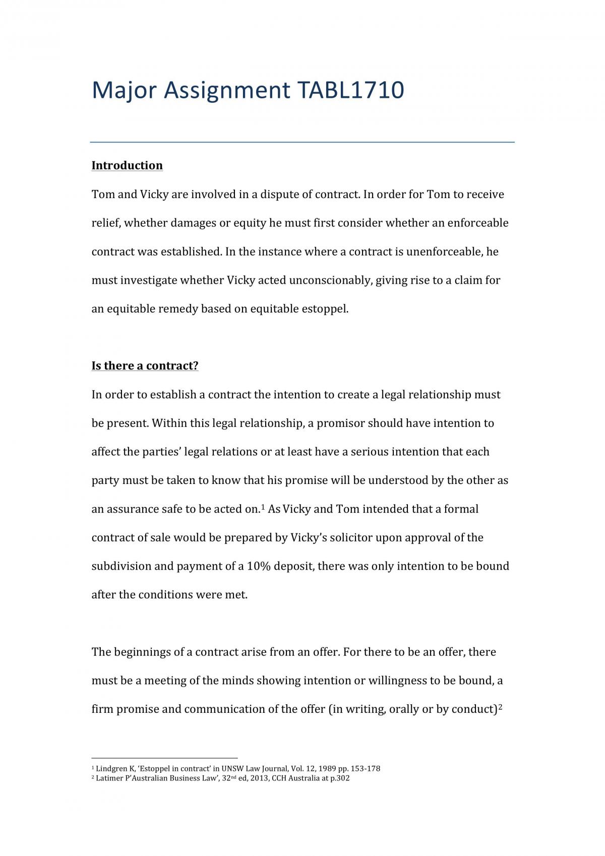 TABL1710 Assignment 1 - Page 1