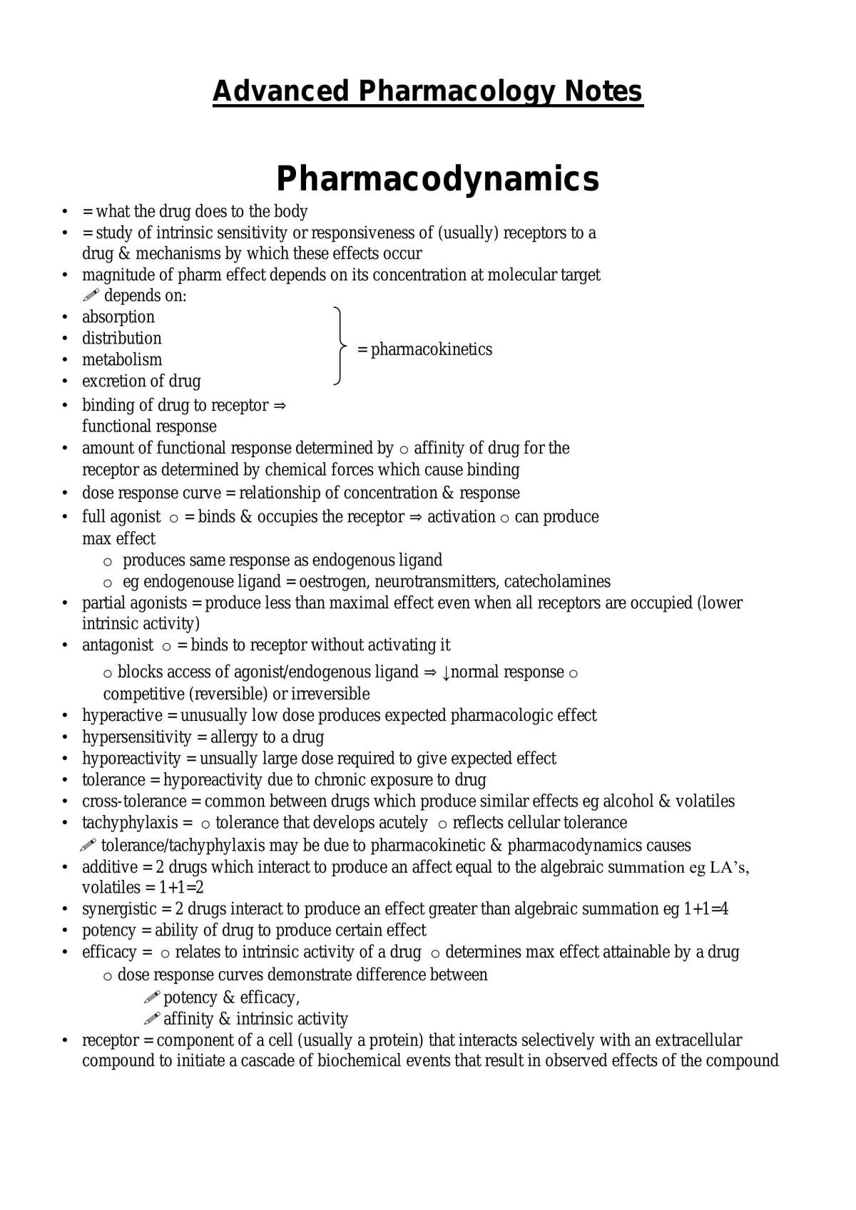 Advanced Pharmacology Notes - Page 1