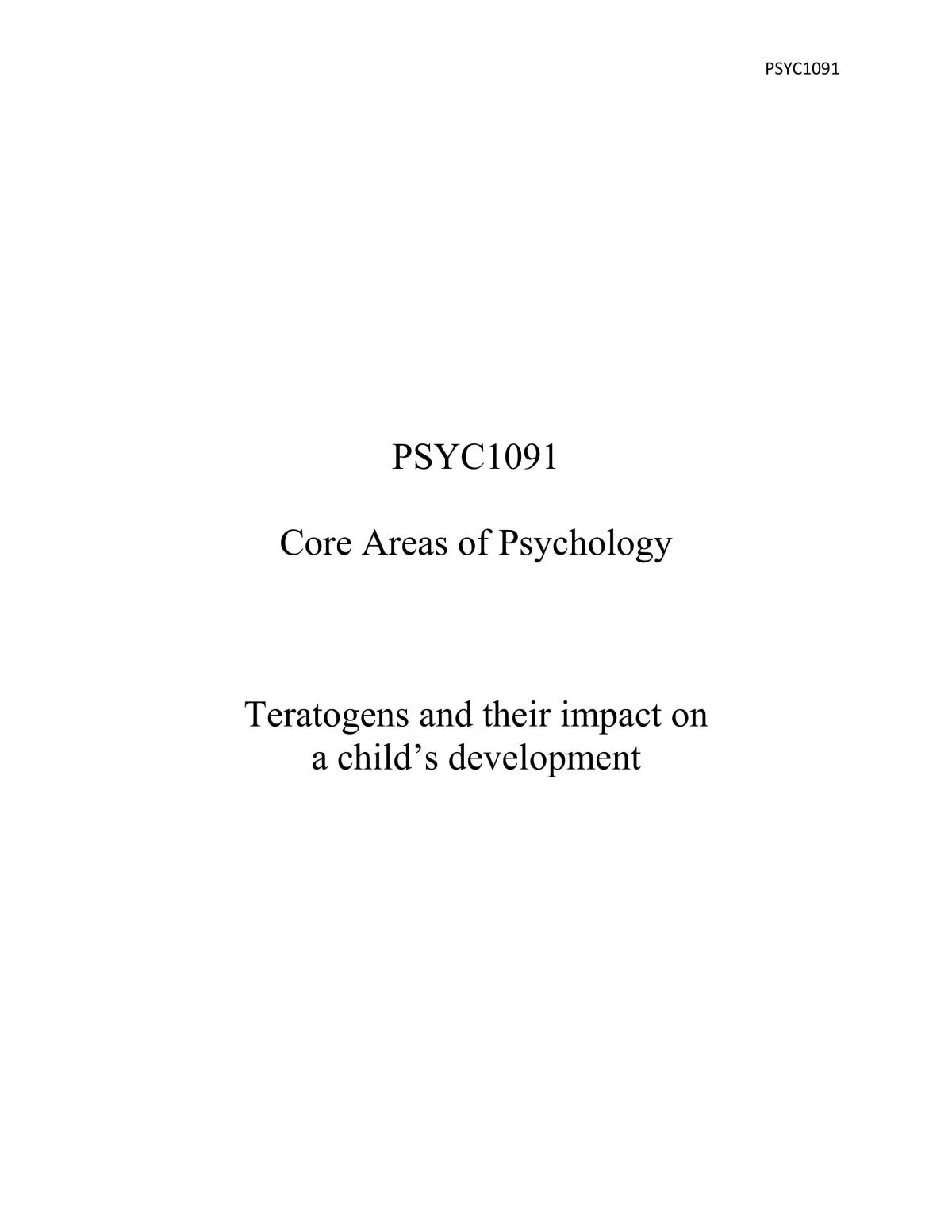 Teratogens and Their Impact on Child’s Development - Page 1