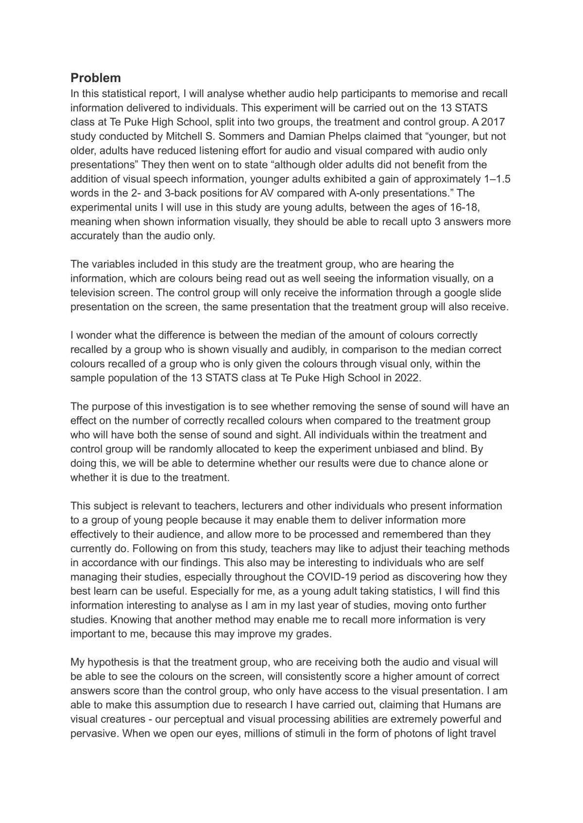NCEA Level 3 Experiment - Excellence - Page 1