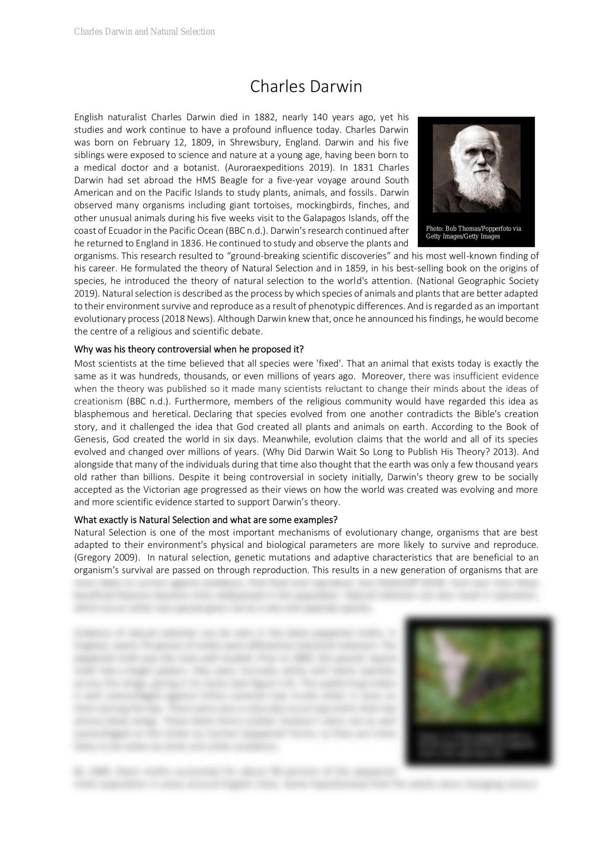 essay about charles darwin