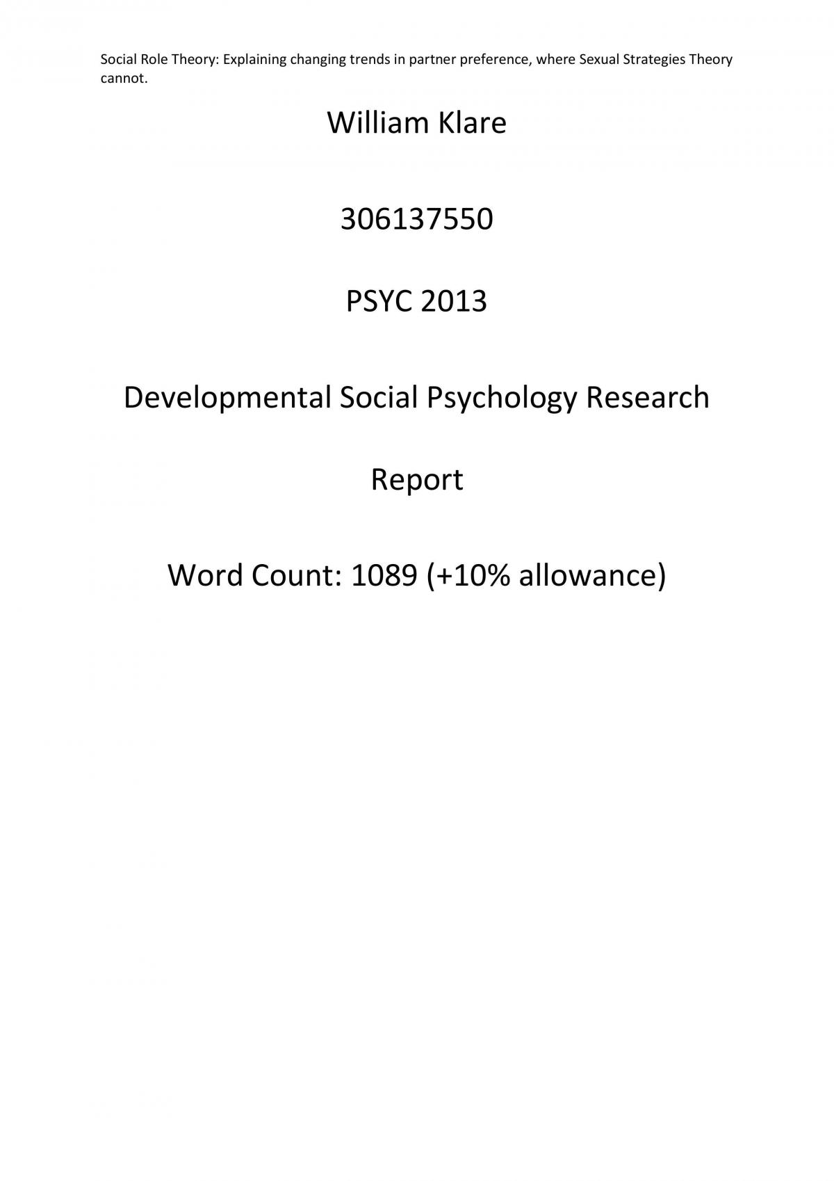 Trying To Explain Results From Partner Preference With Social Role Theory And Sexual Strategies Theory - Page 1