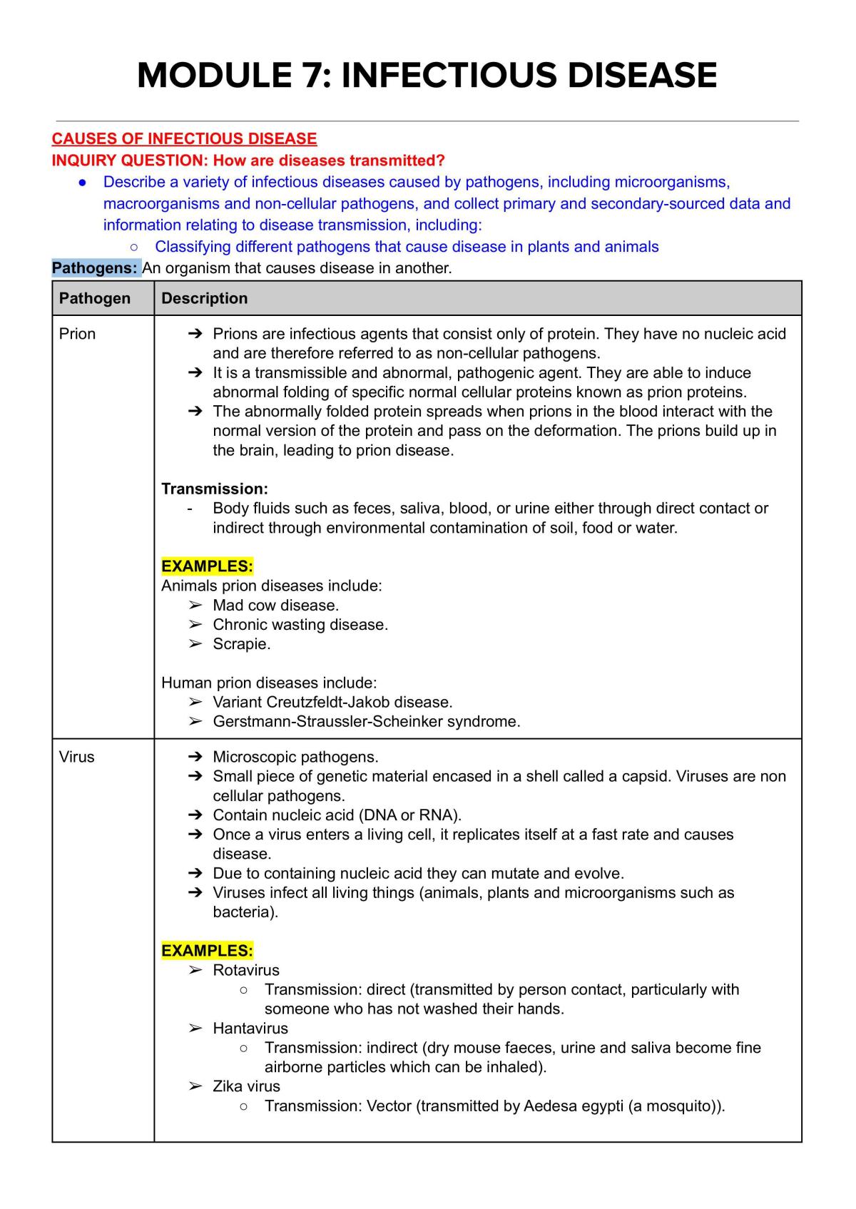 Module 7: Infectious Disease - Page 1
