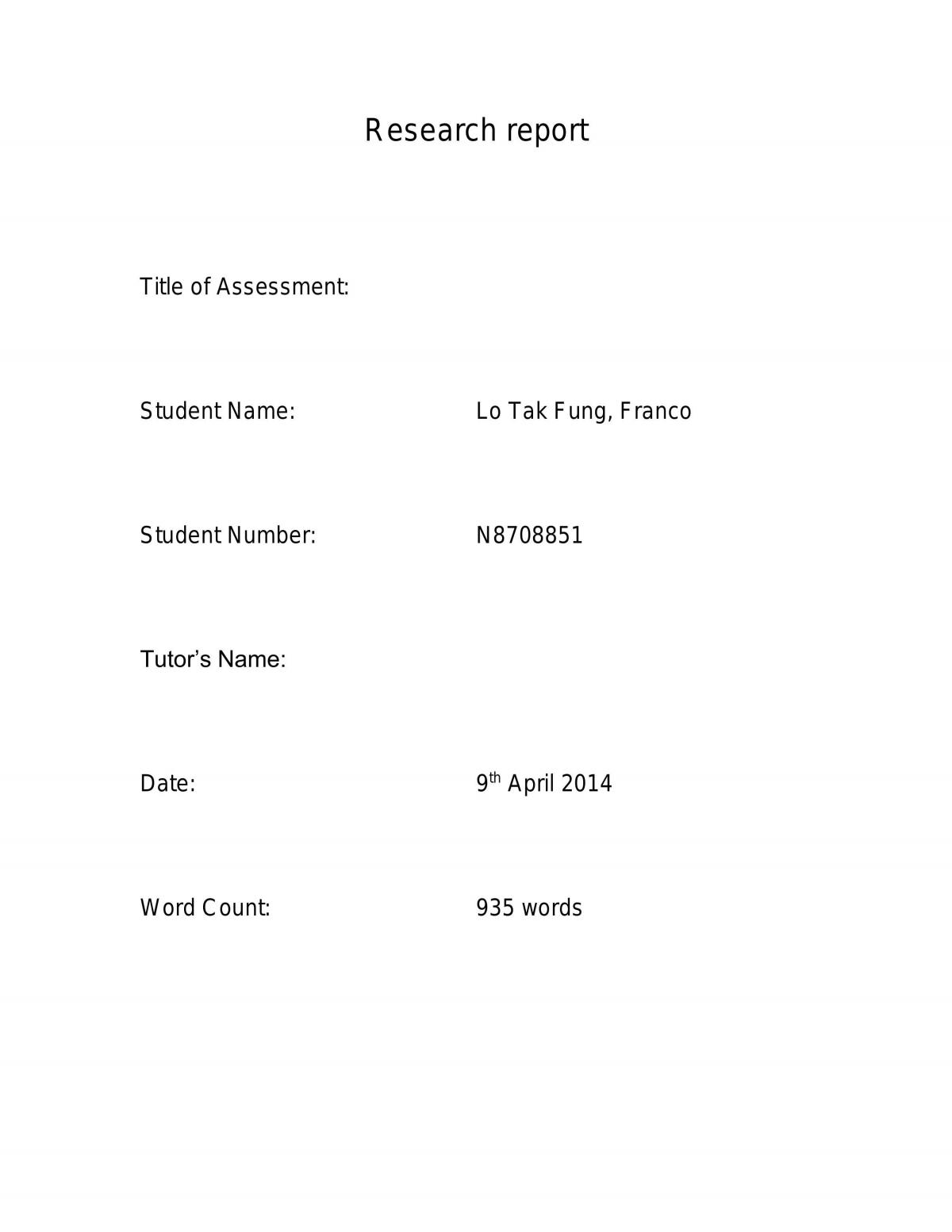 Research Report - Page 1
