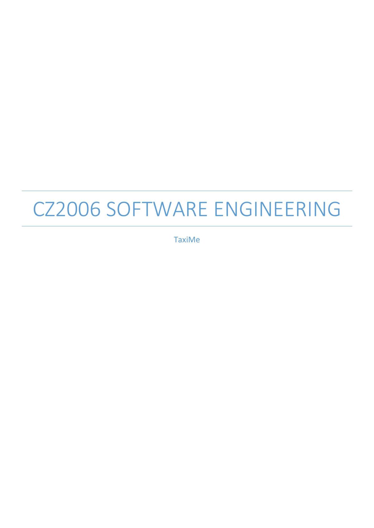 CZ2006 - Software Engineering (SRS) Report on Taxi Reservation System - Page 1