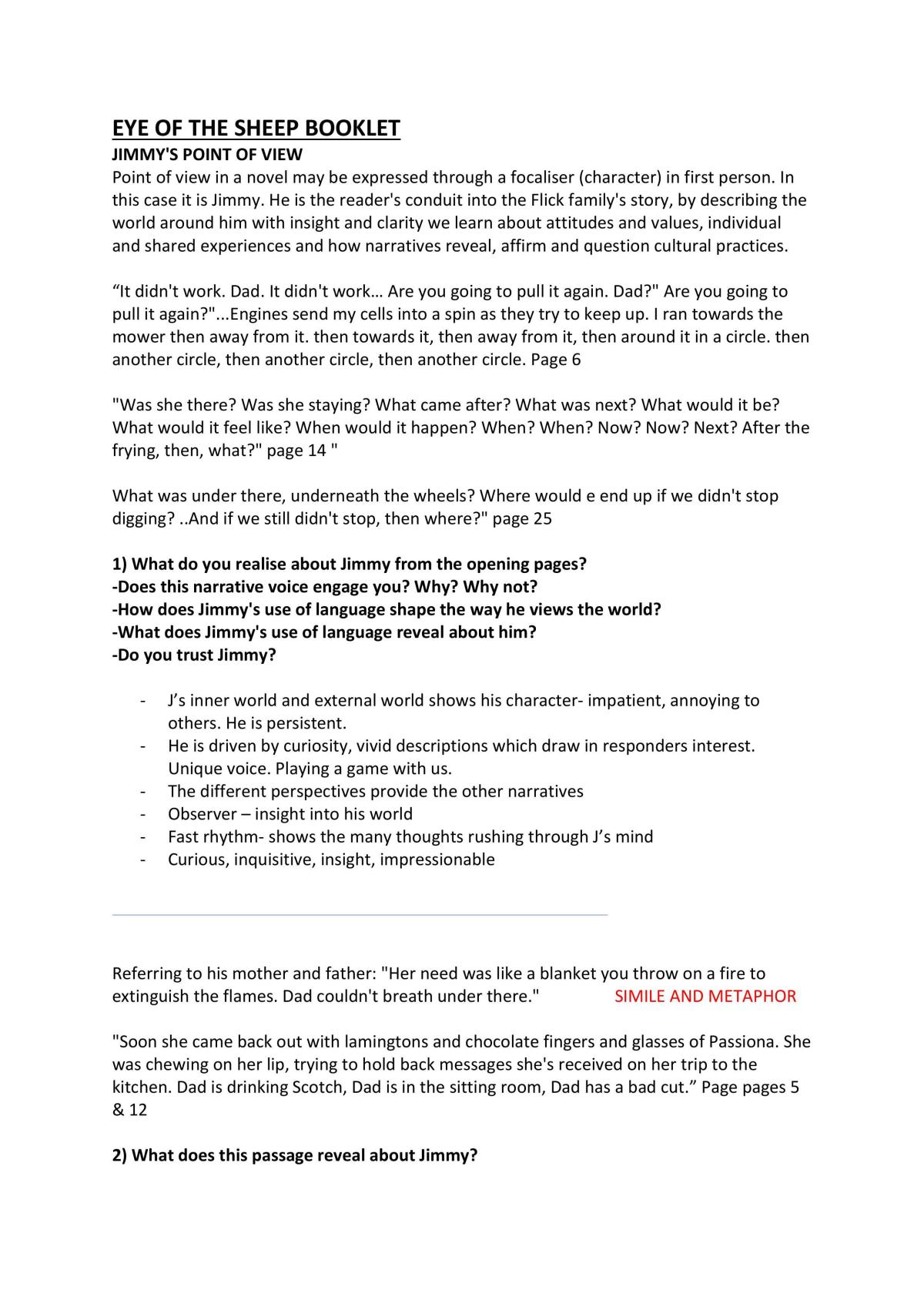 Eye of the Sheep Notes  - Page 1
