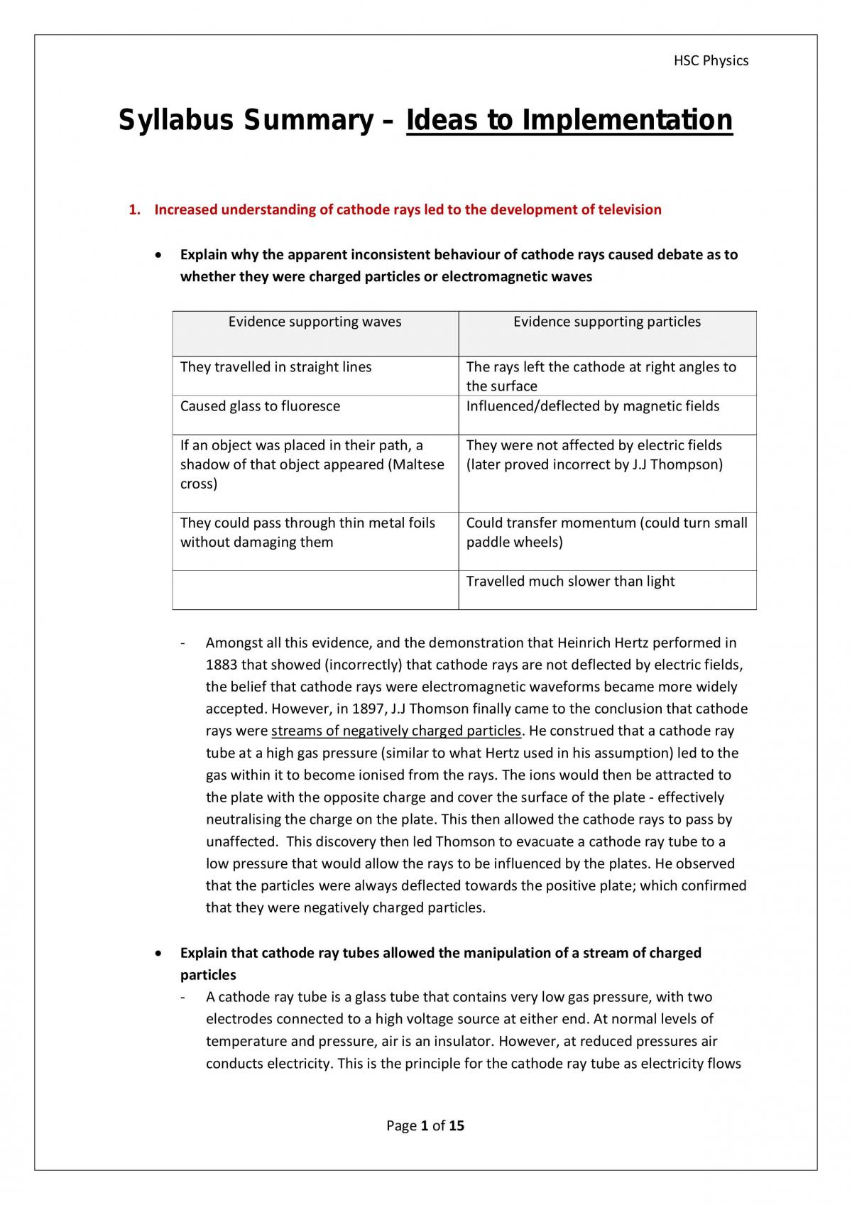Ideas to Implementation Notes - Page 1