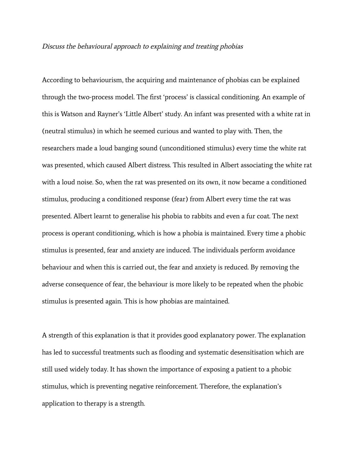 Behavioural Aproach to Explaining and Treating Phobias - Page 1