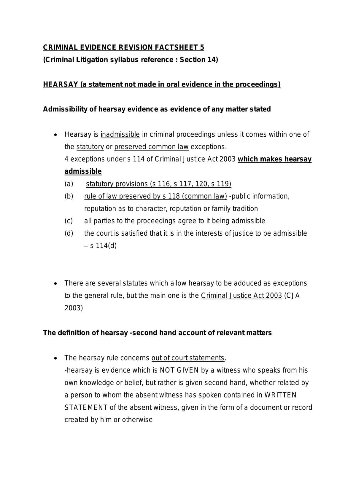 Evidence in Criminal Law - Page 1