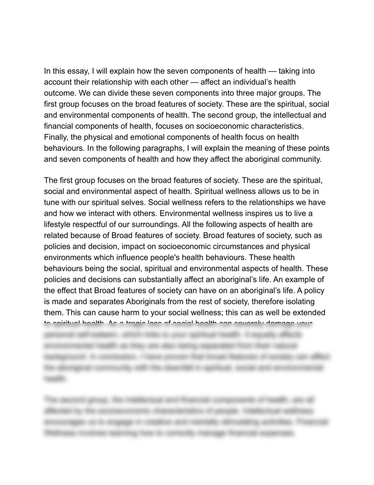 easy essay about health
