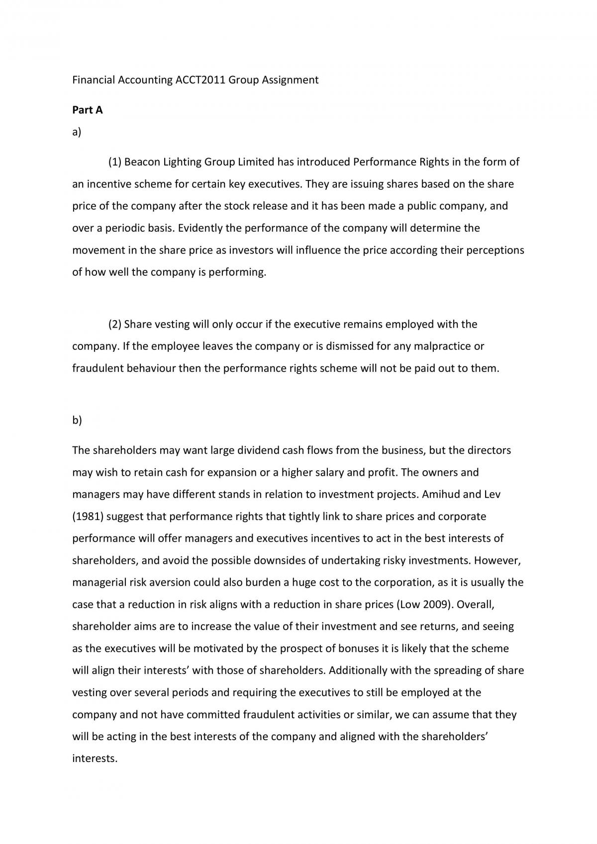 Financial Accounting ACCT201 Assignment  - Page 1