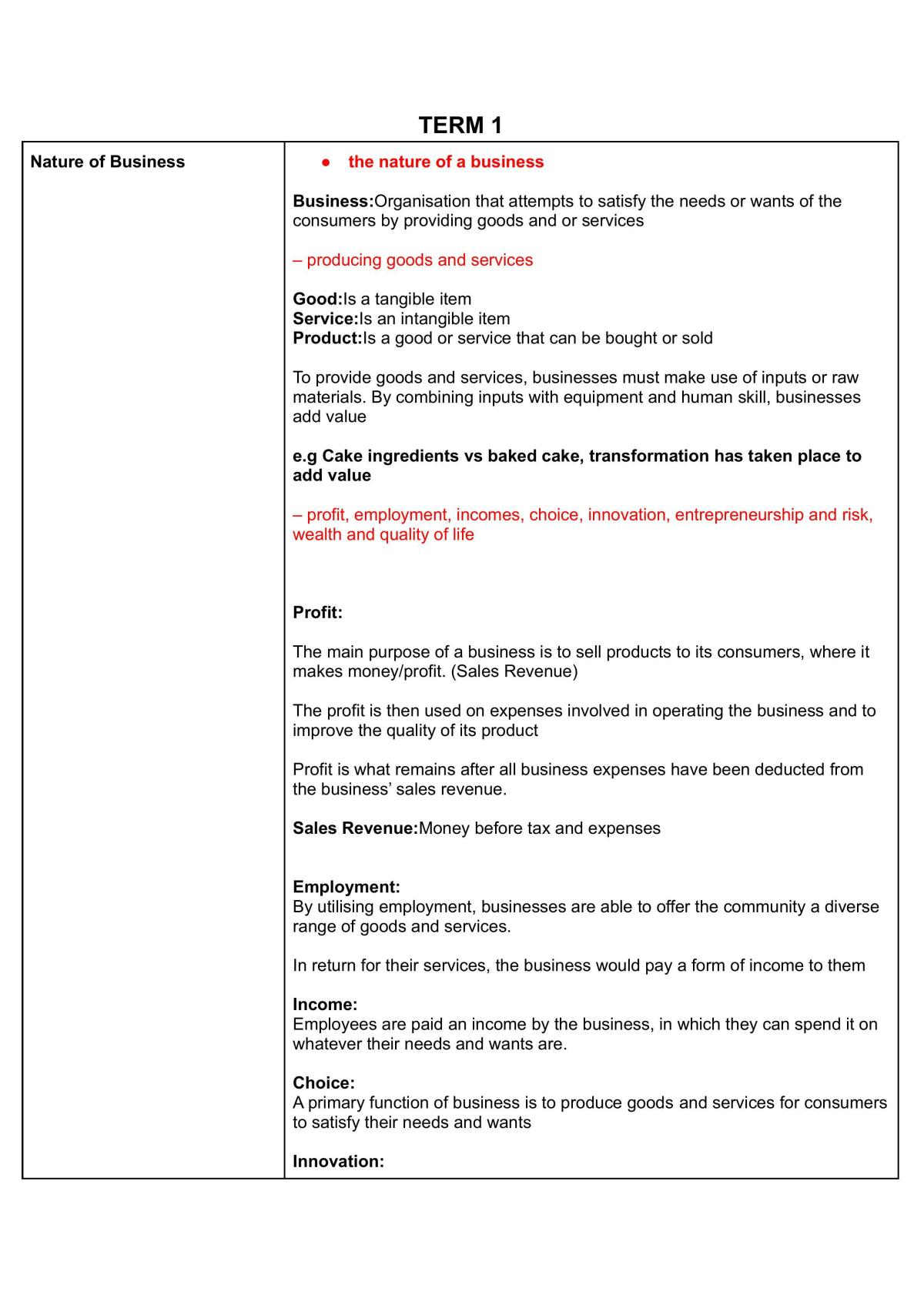 Business Prelim Notes  - Page 1