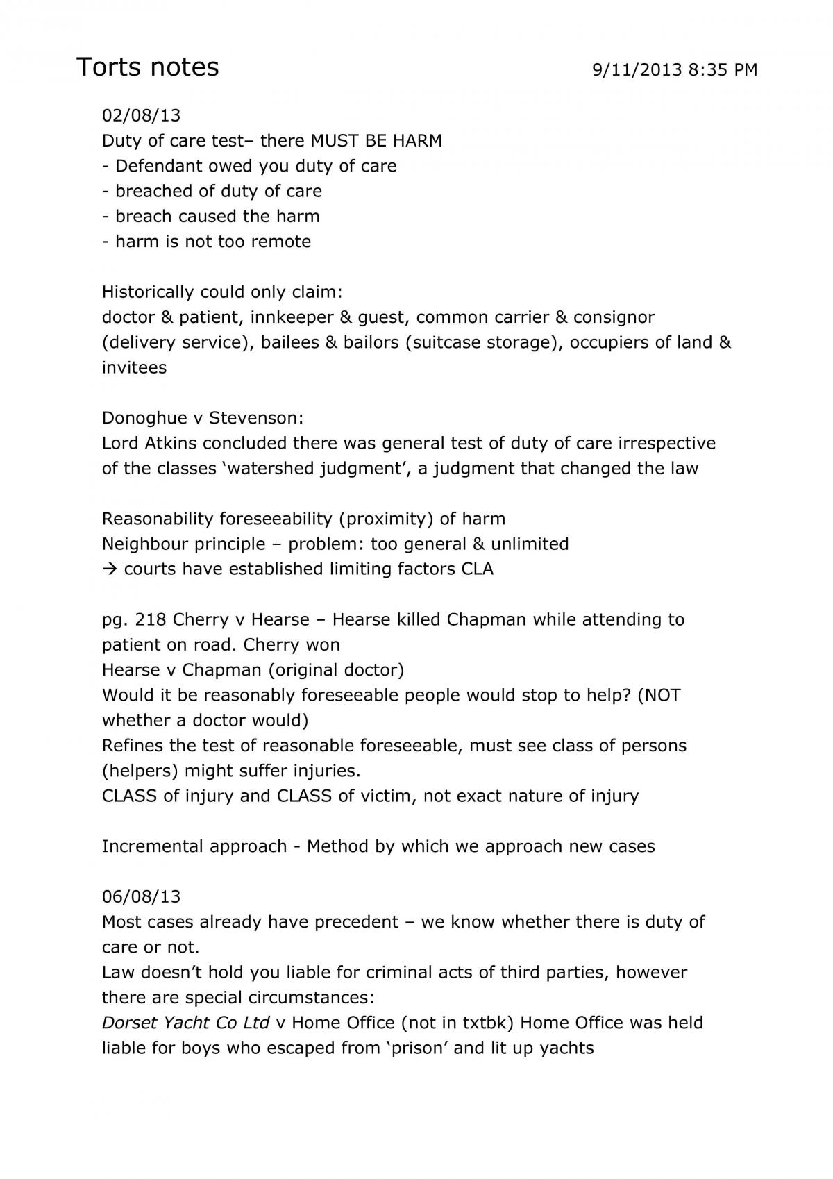 Torts Notes - Page 1