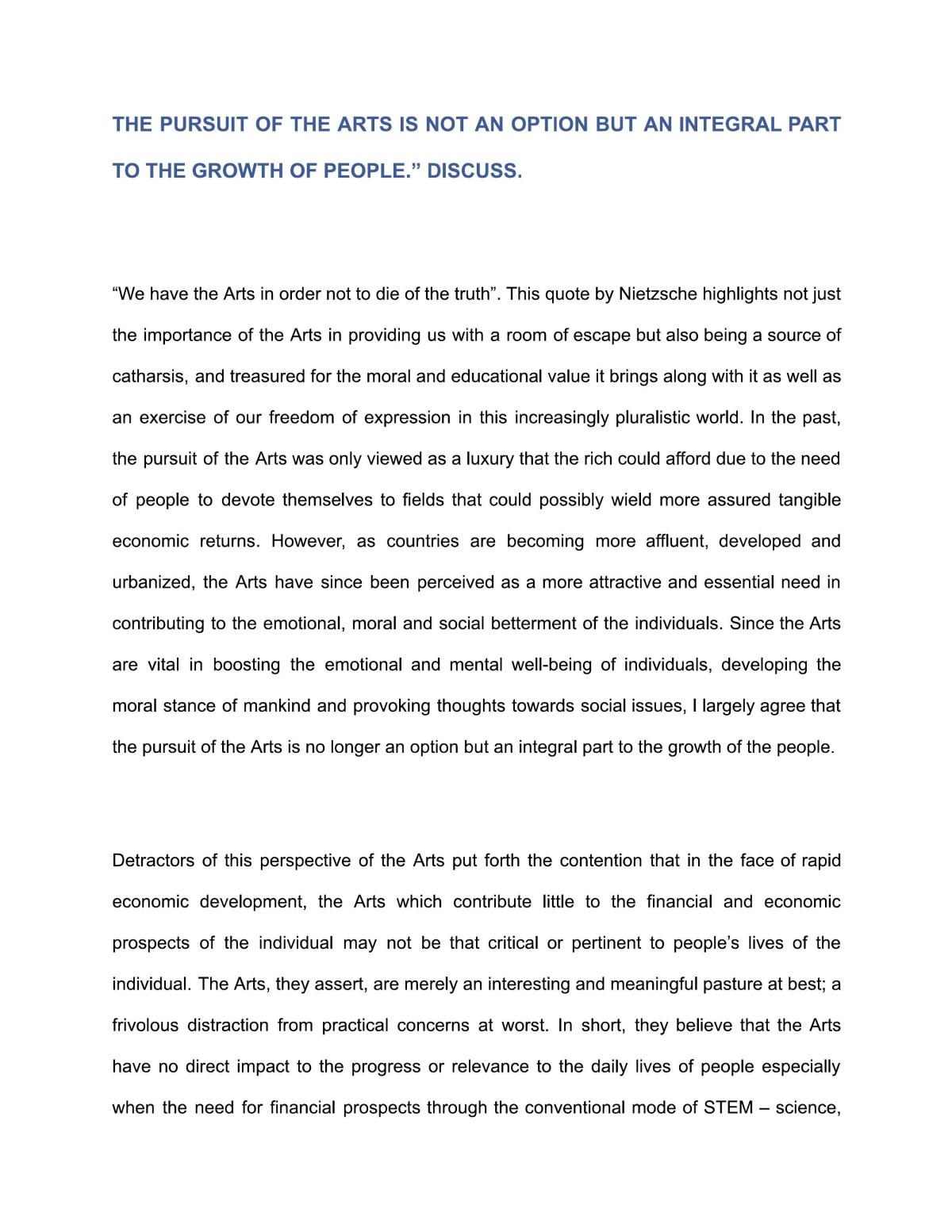Essay - Pursuit of the Arts - Page 1