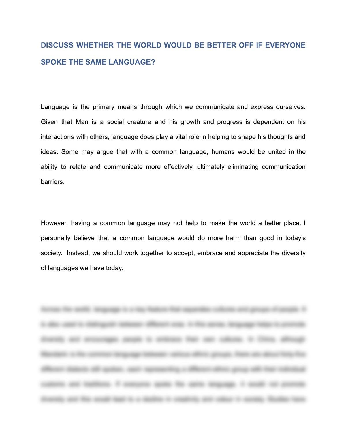 Essay - Languages - Page 1