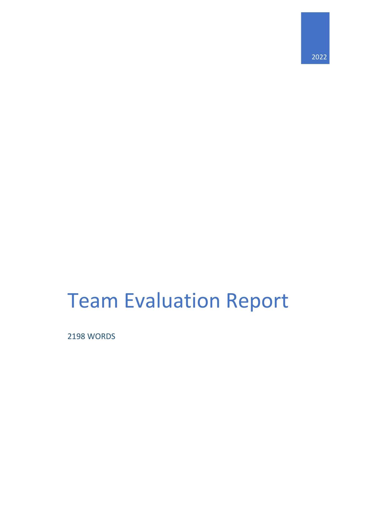 MGTS1601 - Team Evaluation Report 2022, MGTS1601 - Organisational  Behaviour - UQ