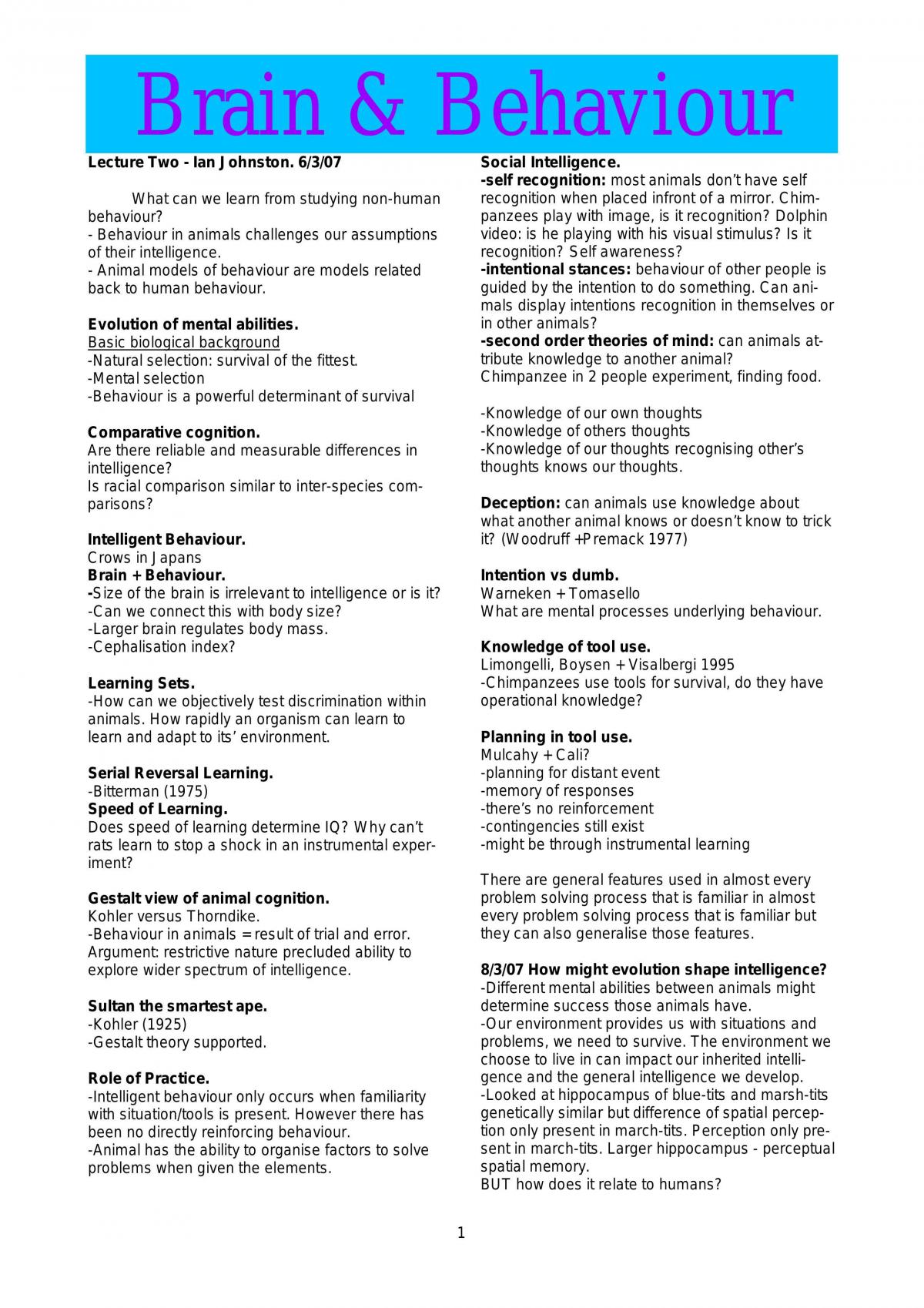 Study Notes Of All Lectures. - Page 1