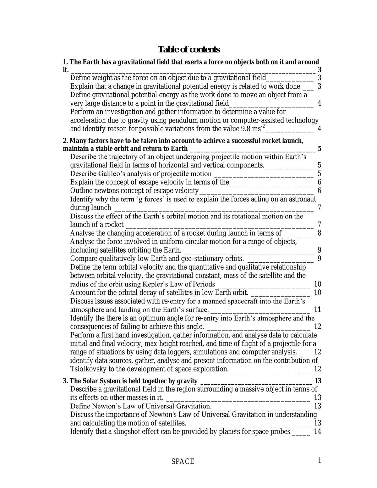 Complete HSC Space Notes 2 - Page 1