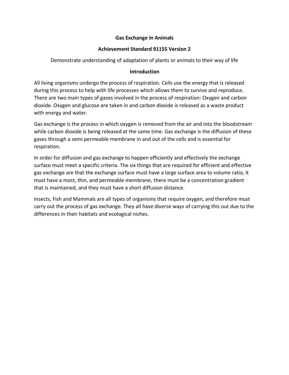 Gas Exchange - Biology - Page 1