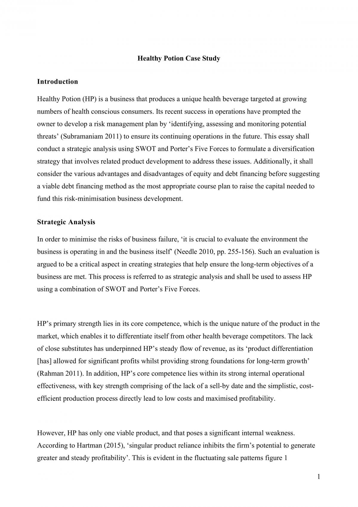 BUSS1001 Case Study Healthy Potions - Page 1