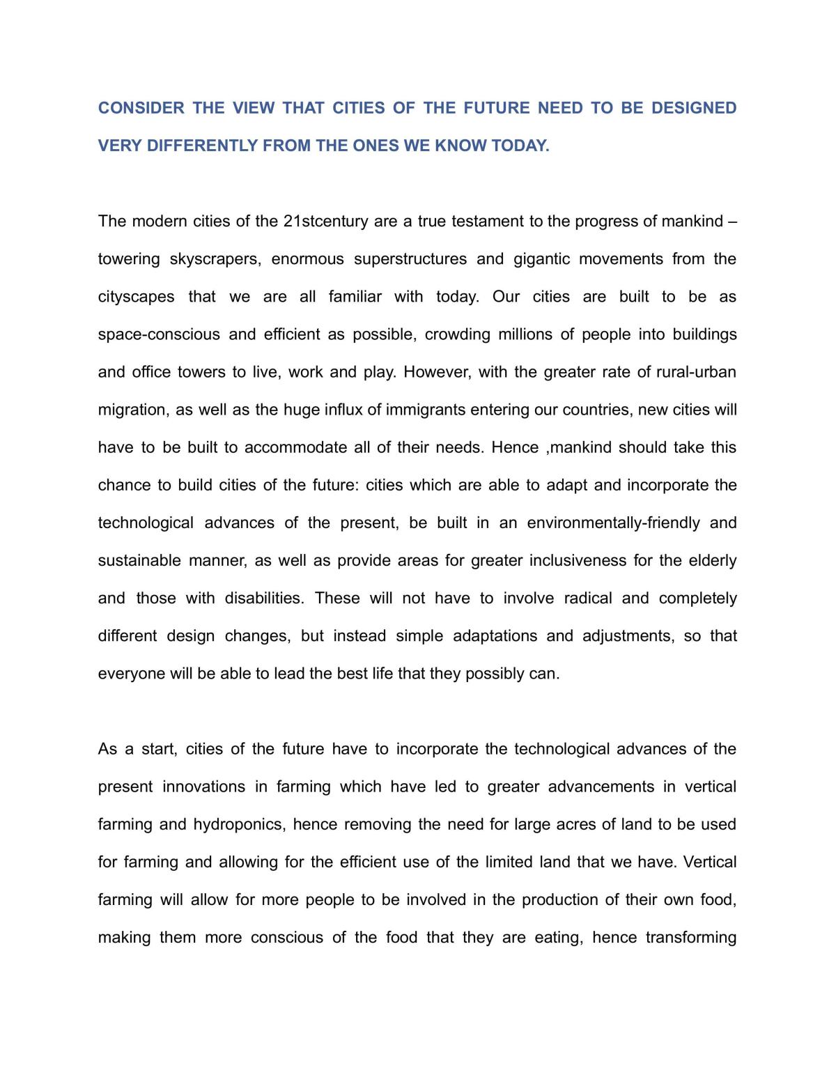 Essay on How Future Cities Need to Be Designed Differently - Page 1