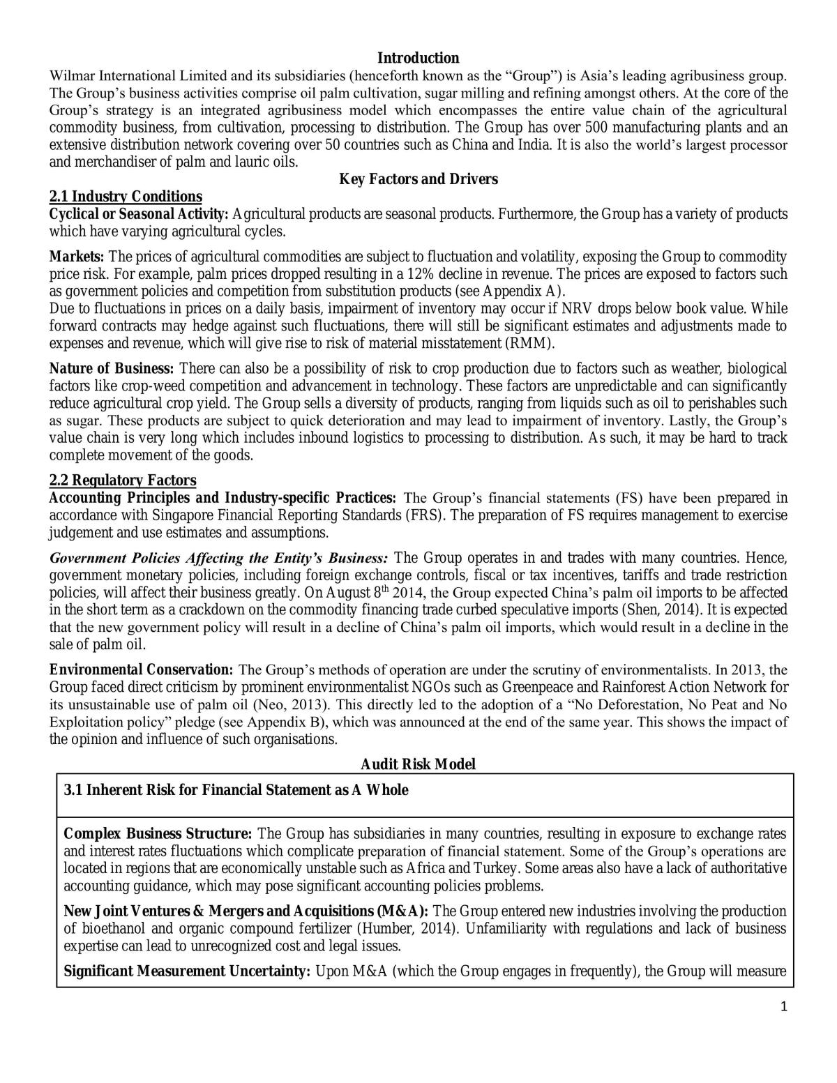 ACC3701 - Wilmar International Limited Project - Page 1