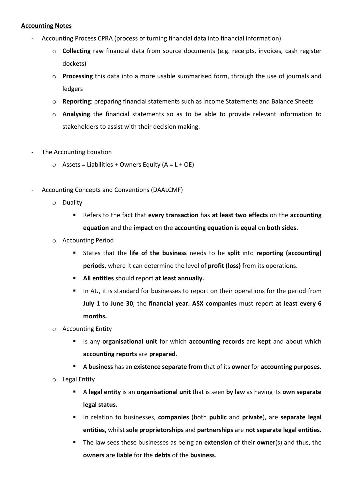Stage 1 Accounting - Complete Study Notes - Page 1