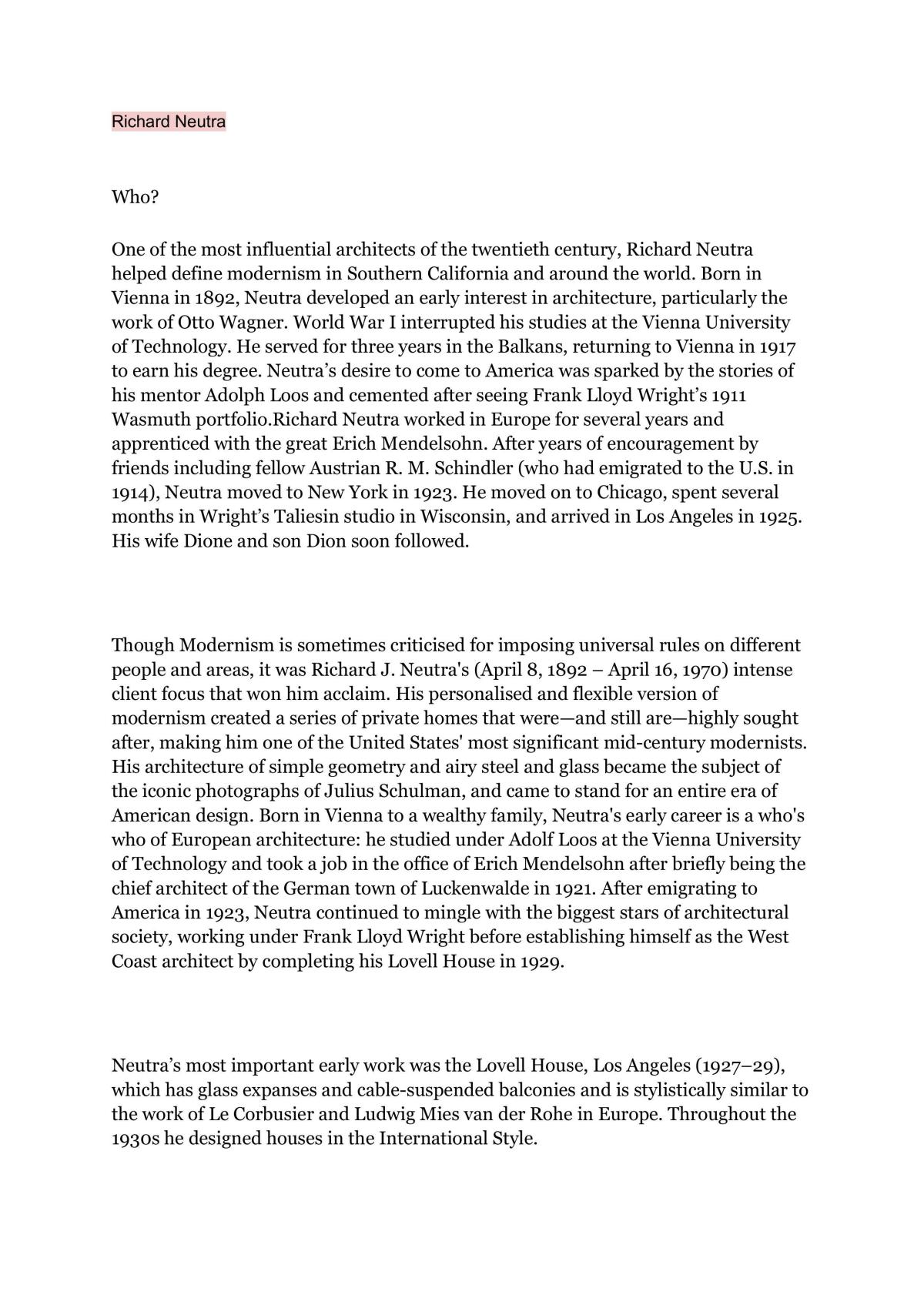 Project on Modern Design Era Architects  - Page 1