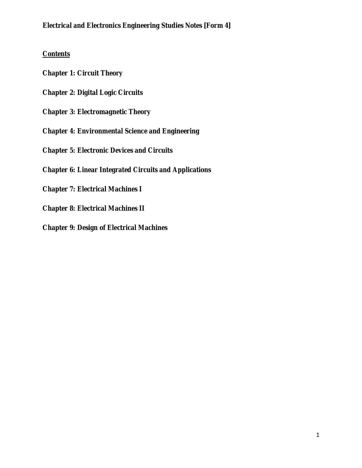 Electrical and Electronic Engineering Studies Form 4 - Page 1