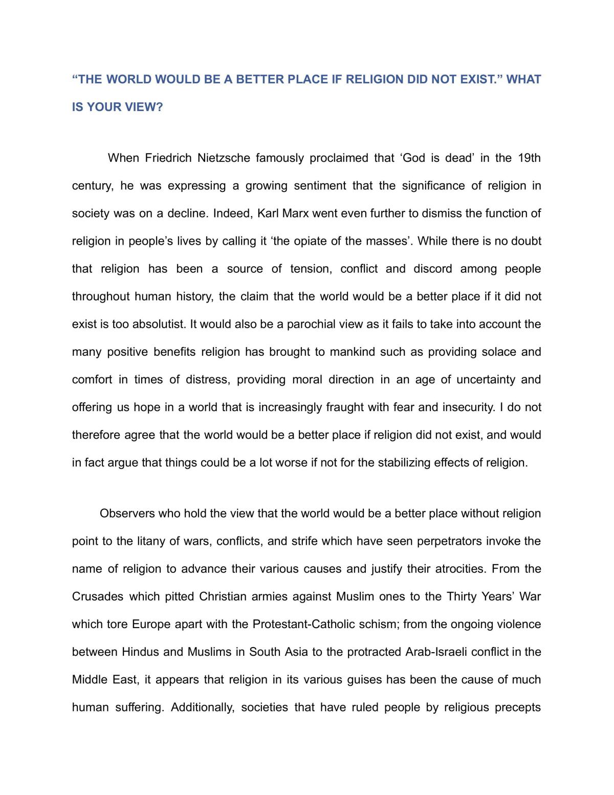 Essay on the Existence of Religion - Page 1