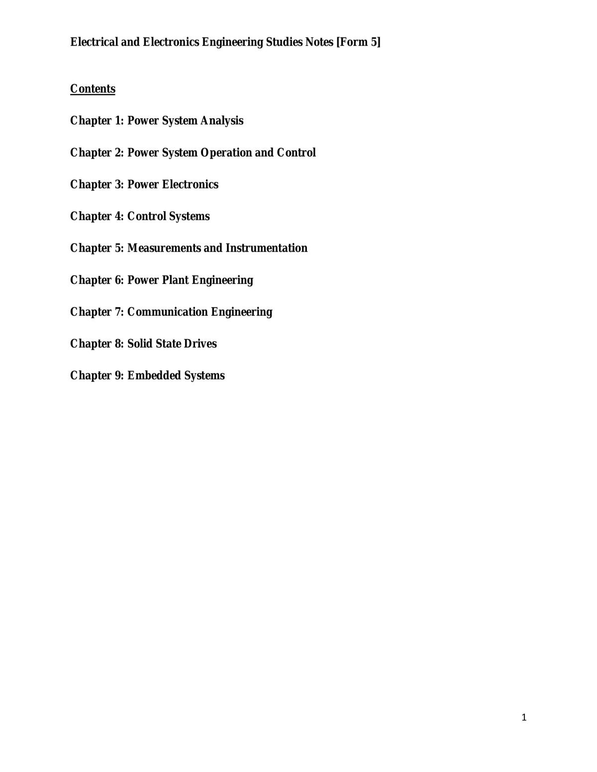 Electrical and Electronic Engineering Studies Form 5 - Page 1