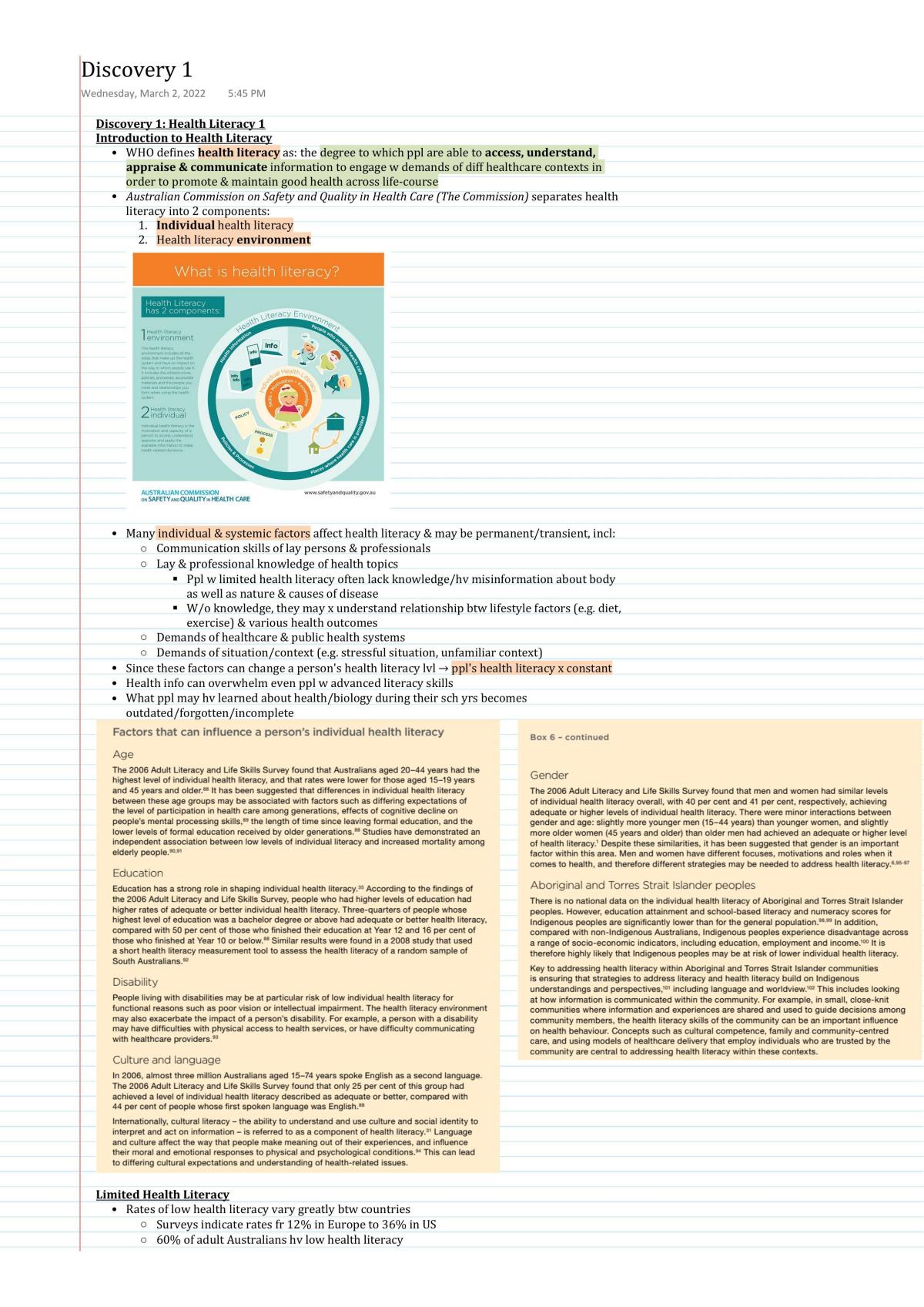 PHR2011 Notes - Page 1