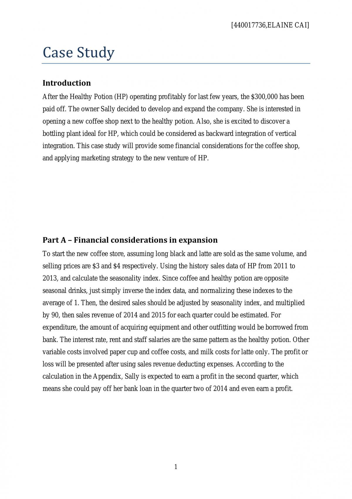 Case Study About Healthy Potion  - Page 1