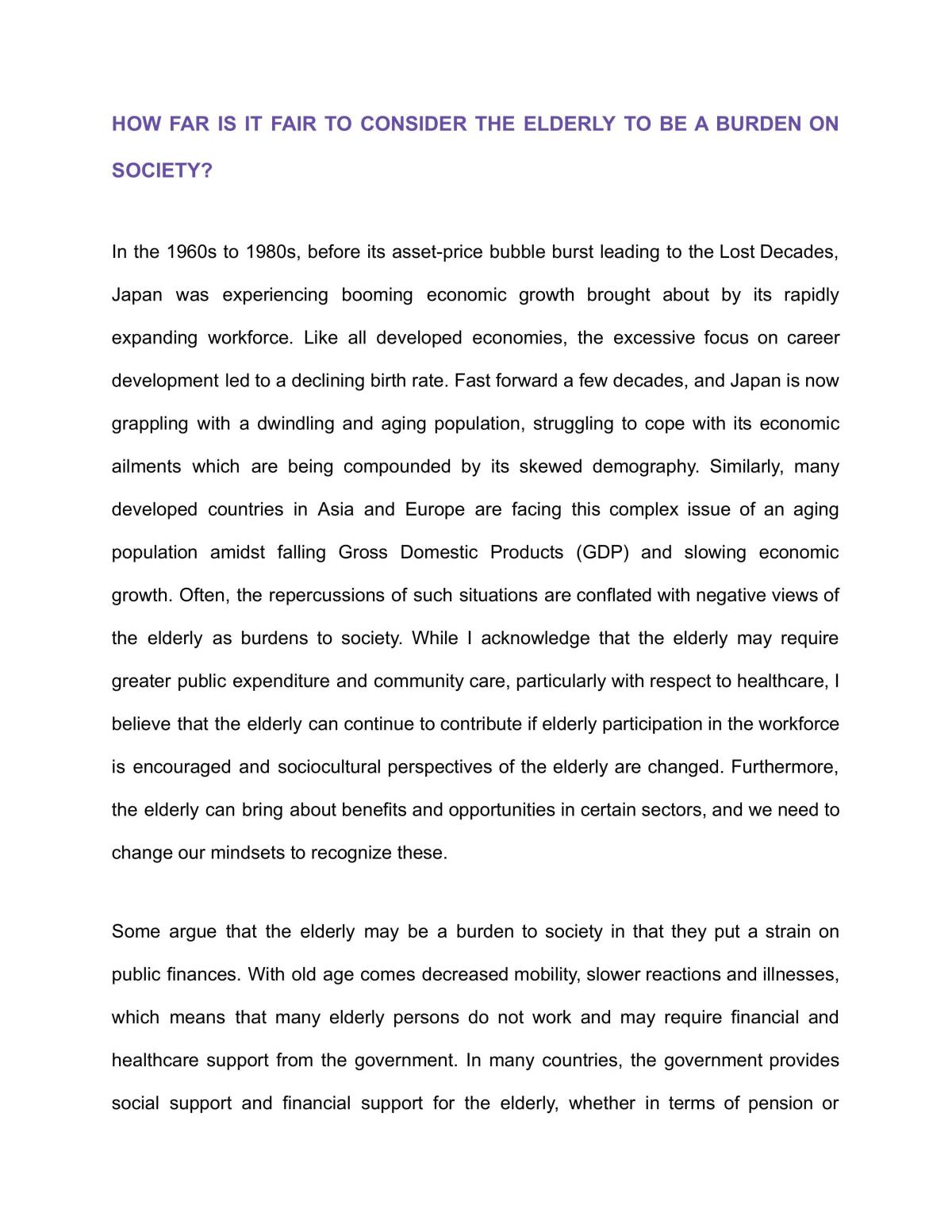 Impact of Elderly on Society - Page 1
