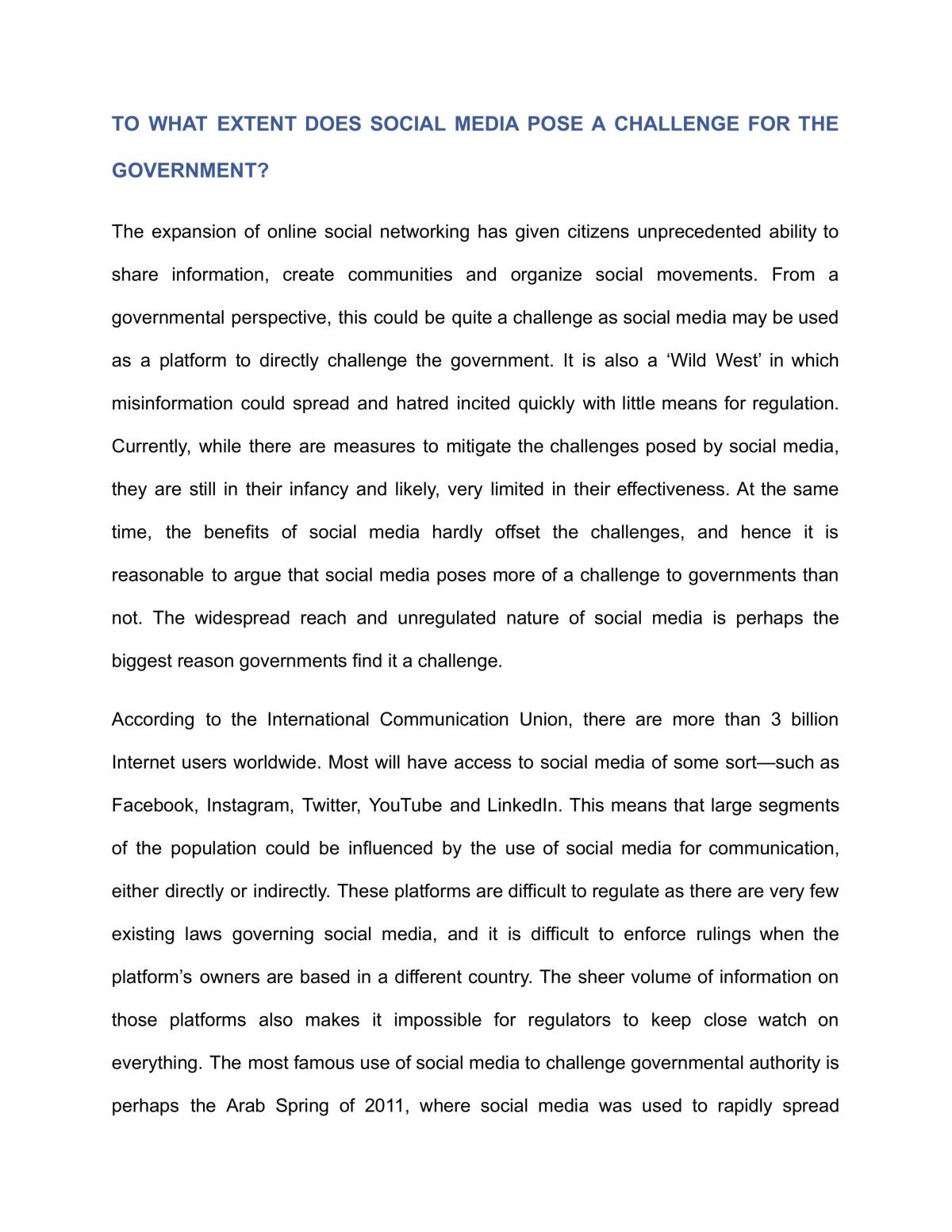 How Does Social Media Pose Challenges for the Government? - Page 1