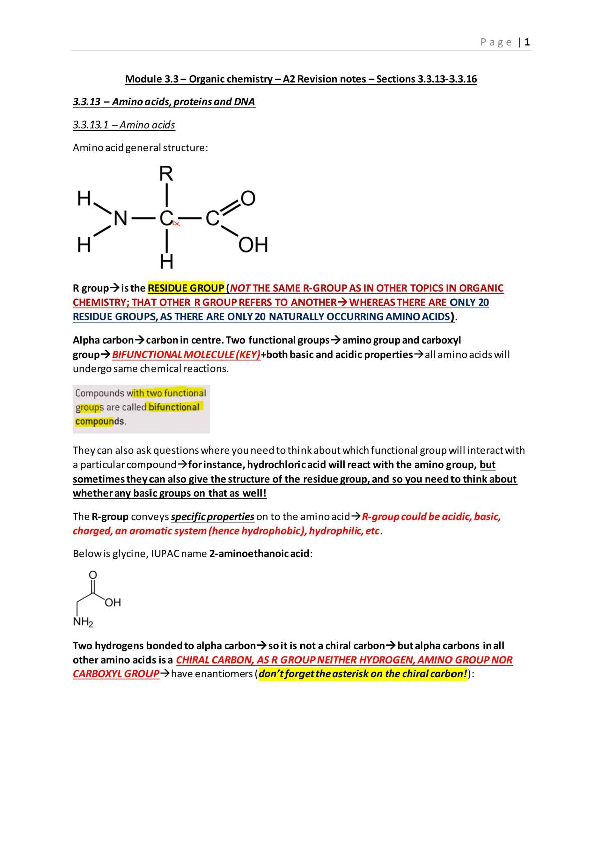 Organic Chemistry Study Notes - Page 1