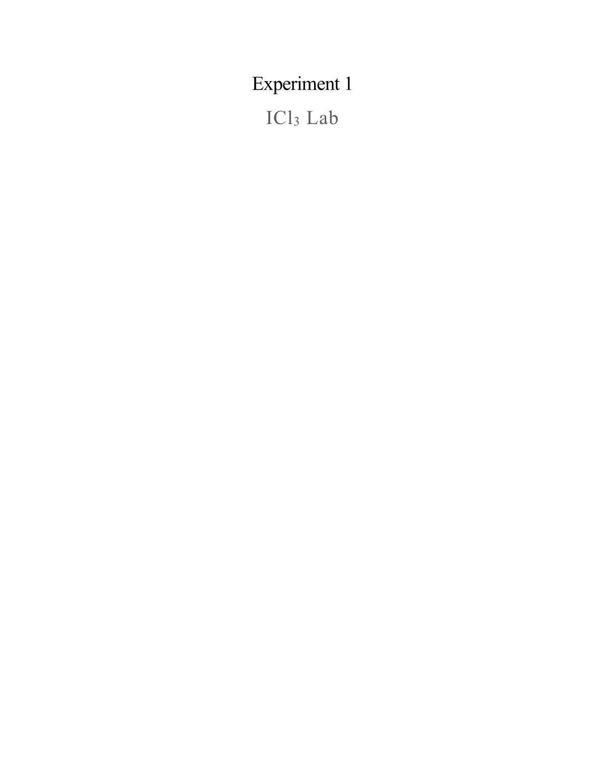 Lab 1 Iodine Trichloride - Page 1