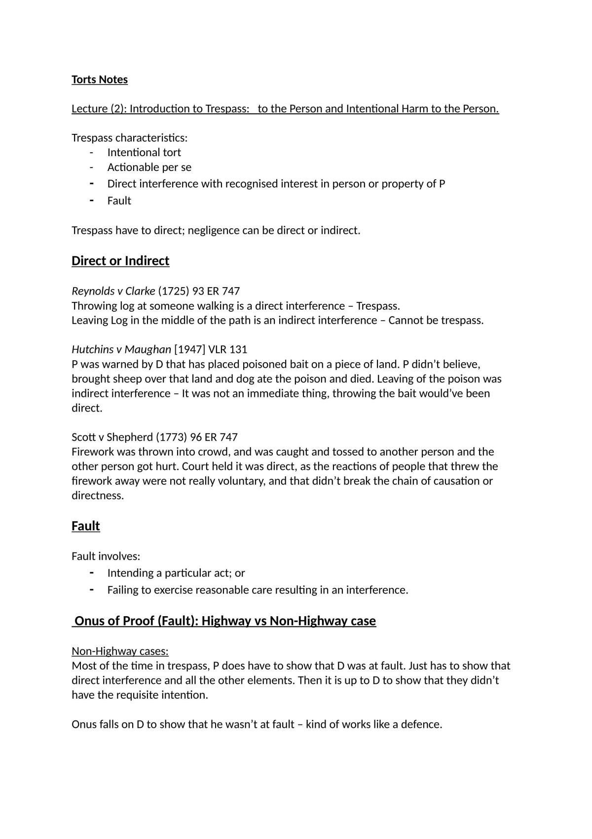 Torts Notes - Page 1
