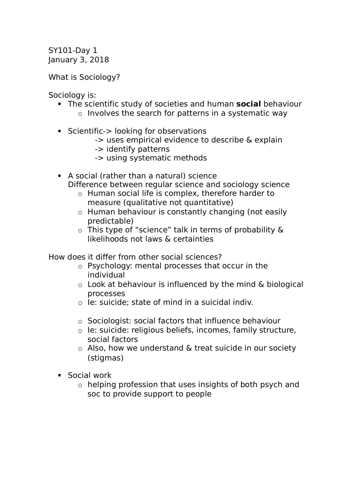 Notes for Introduction to Sociology I: Critical Foundations - Page 1