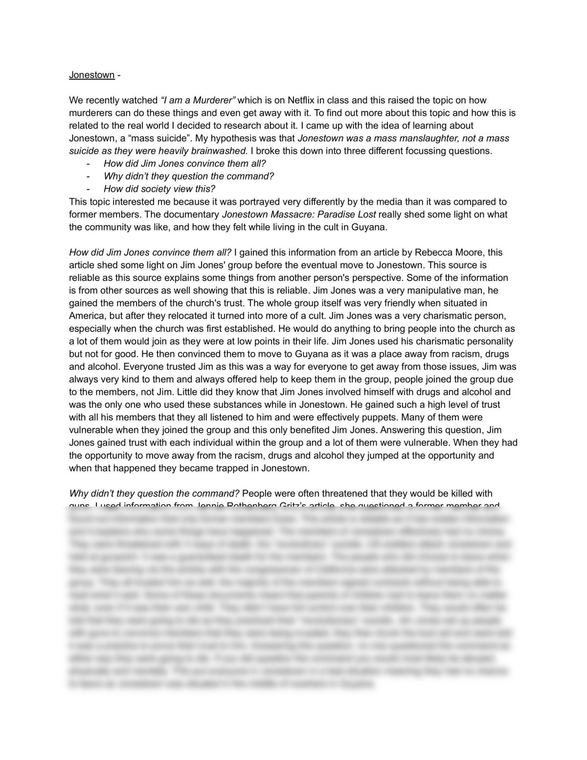 2. 8 English Assessment Jonestown - Page 1