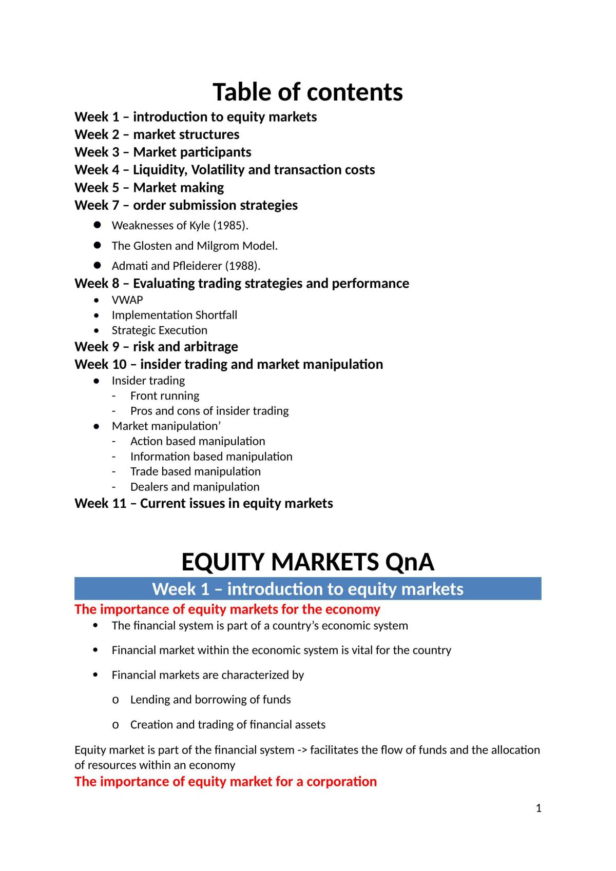 Equity Markets Notes - Page 1