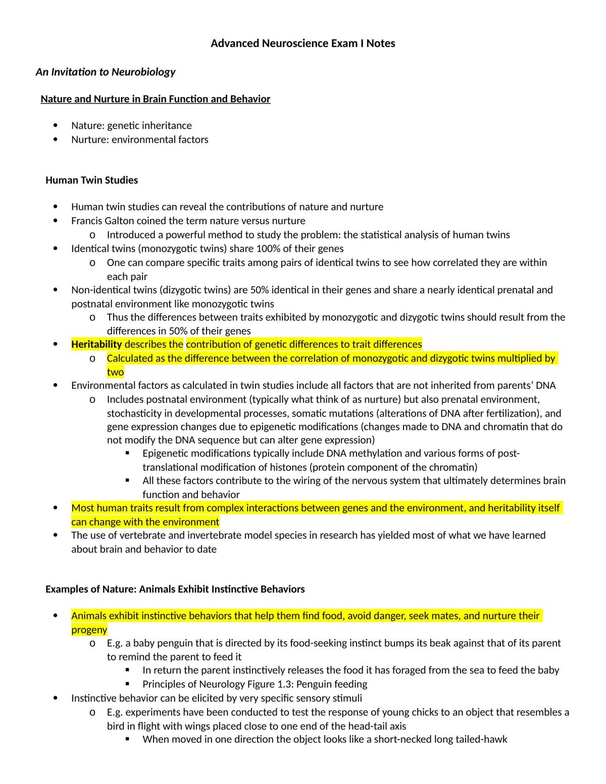 Advanced Neuroscience Notes - Page 1